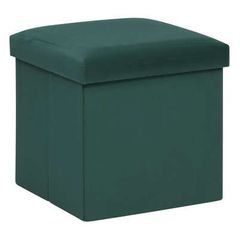 MONCHOU összehajtható bársony tárolós puff fenyőzöld 38cm