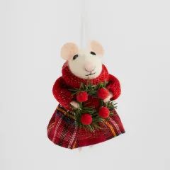 HOME & YOU karácsonyfadísz , egér koszorúval 7 cm