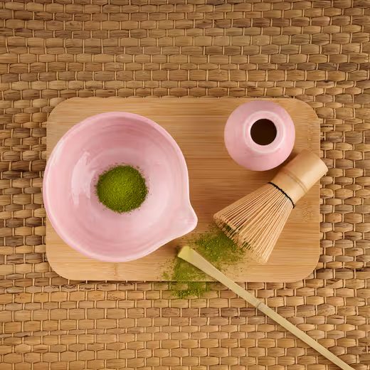 HOME & YOU KERÁMIA MATCHA KÉSZÍTŐ SZETT 4 RÉSZES , RÓZSASZÍN