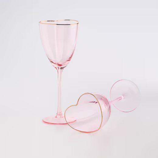 HOME & YOU  SZÍVES PEZSGŐS POHÁR ARANY SZEGÉLLYEL 2DB 330ML