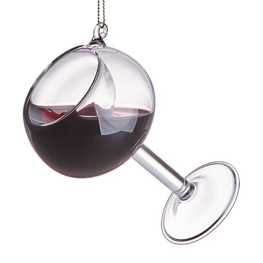 HANG ON ÜVEG KARÁCSONYFADÍSZ, VÖRÖSBOR POHÁRBAN 9CM