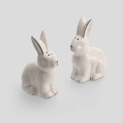 HOME & YOU SÓ- ÉS BORSSZÓRÓ SZETT, FEHÉR/ARANY NYUSZIK 10CM