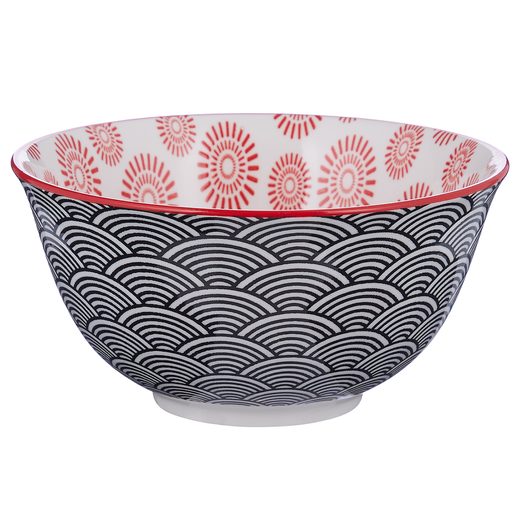 ORNAMENTS TÁLKA 520 ML, FEKETE-PIROS