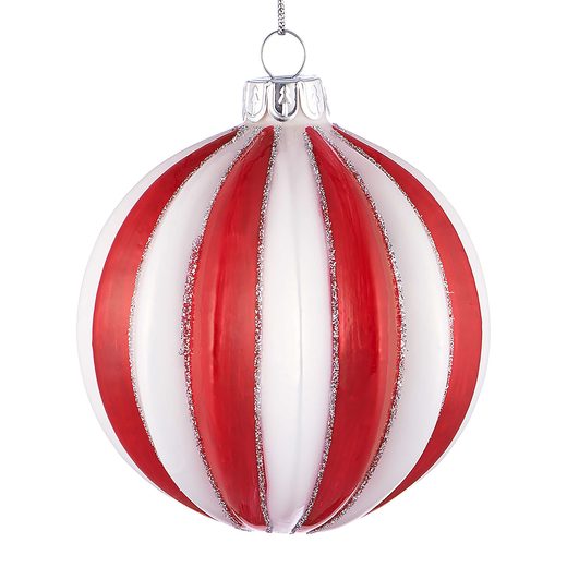 HANG ON ÜVEG KARÁCSONYFADÍSZ PIROS/FEHÉR,  Ø 8 CM