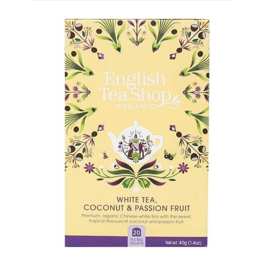 ENGLISH TEA SHOP BIO FEHÉR TEA KÓKUSSZAL ÉS MARACUJÁVAL, 20 FILTER