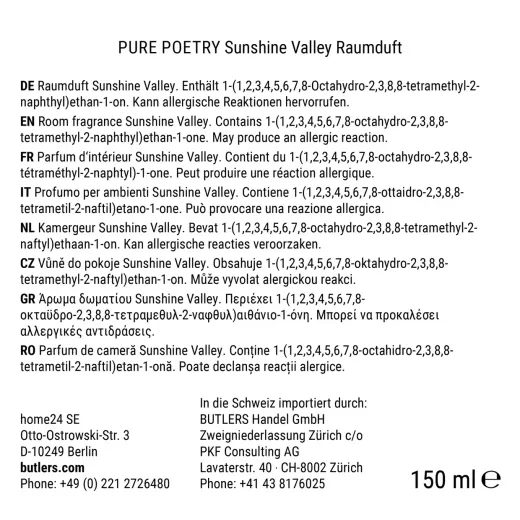 PURE POETRY SZOBAILLATOSÍTÓ SUNSHINE VALLEY 150ML