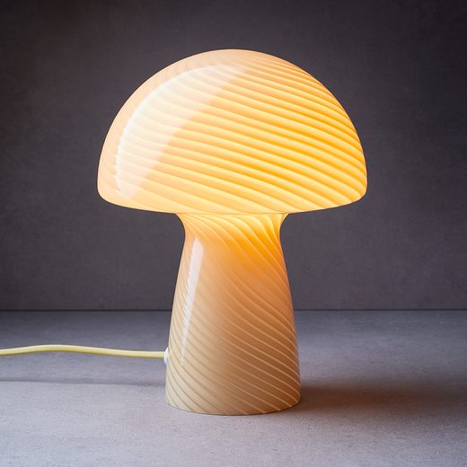 FUNGI TOWN ÜVEG ASZTALI LÁMPA, SÁRGA