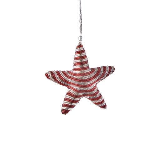 HANG ON GYÖNGYÖS KARÁCSONYFADÍSZ 'CANDY CANE' CSILLAG ALAKÚ, 9 CM