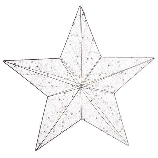 SHINING STAR FÜGGESZTHETŐ 3D DEKOR CSILLAG LED ÉGŐKKEL USB KÁBELLEL, EZÜST Ø 58 CM