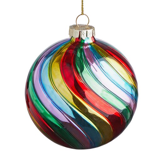 HANG ON ÜVEG KARÁCSONYFADÍSZ, SZÍNES Ø 8CM