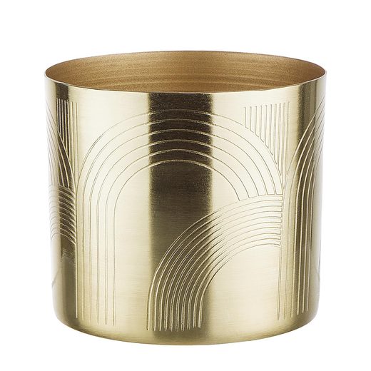 PLANTA FÉM KASPÓ GRAVÍROZOTT MINTÁVAL, ARANY Ø11CM