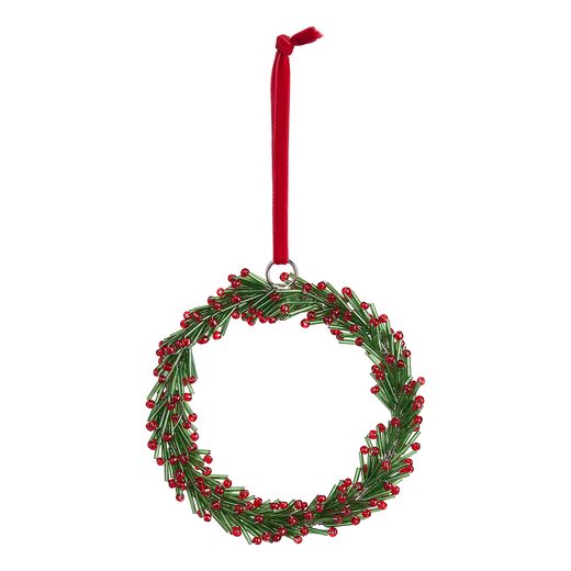 X-MAS KOSZORÚ GYÖNGYÖKKEL Ø 12 CM