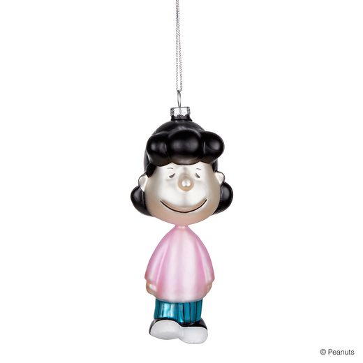 PEANUTS ÜVEG KARÁCSONYFADÍSZ, LUCY, 12 CM