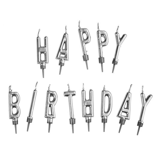 HAPPY BIRTHDAY EZÜST GYERTYA SZETT