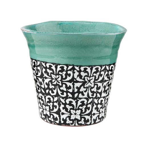 TERRACOTTA KASPÓ PASZTELL MENTA-FEHÉR-FEKETE, MINTÁS Ø 14 CM