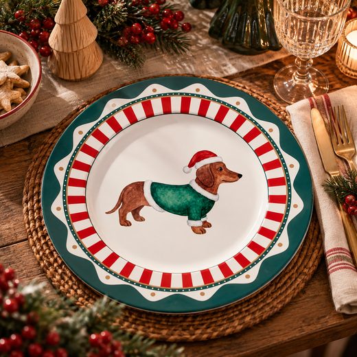 XMAS FÉM TÁNYÉR Ø33CM , TACSKÓ