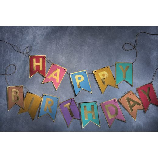 BANNER DAY HAPPY BIRTHDAY GIRLAND 2,4 M . ARANY/SZÍNES