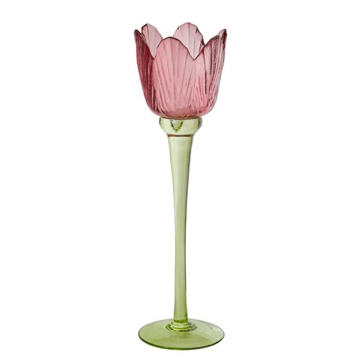 TULIP ÜVEG MÉCSESTARTÓ TULIPÁN PIROS 23 CM
