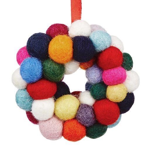 HANG ON FILC KARÁCSONYFADÍSZ, MINI KOSZORÚ Ø6 CM