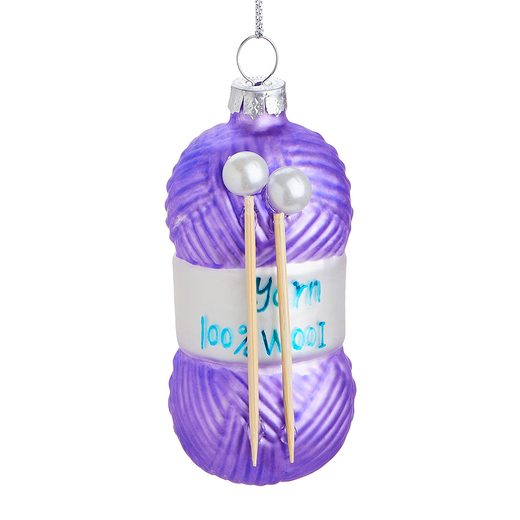 HANG ON ÜVEG KARÁCSONYFADÍSZ, GYAPJÚ FONAL 9 CM