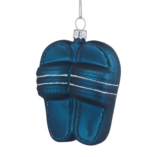 HANG ON ÜVEG KARÁCSONYFADÍSZ KÉK PAPUCS