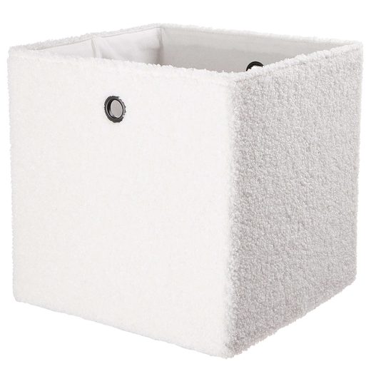 TODDY ÖSSZEHAJTHATÓ PLÜSS TÁROLÓDOBOZ, FEHÉR 30 X 30 CM