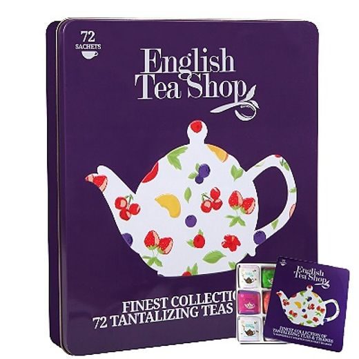 ENGLISH TEA SHOP BIO GYÜMÖLCSTEA VÁLOGATÁS FÉMDOBOZBAN 72 FILTER / 9 ÍZ