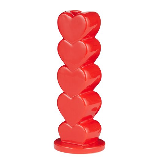 HEARTS GYERTYATARTÓ 19 CM PIROS