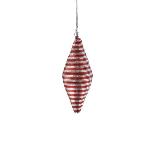 HANG ON GYÖNGYÖS KARÁCSONYFADÍSZ 'CANDY CANE' TOBOZ FORMÁJÚ, 10 CM