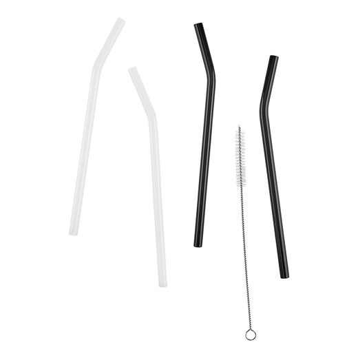 LONG DRINK ÜVEG SZÍVÓSZÁL, FEKETE 5 DARABOS SZETT