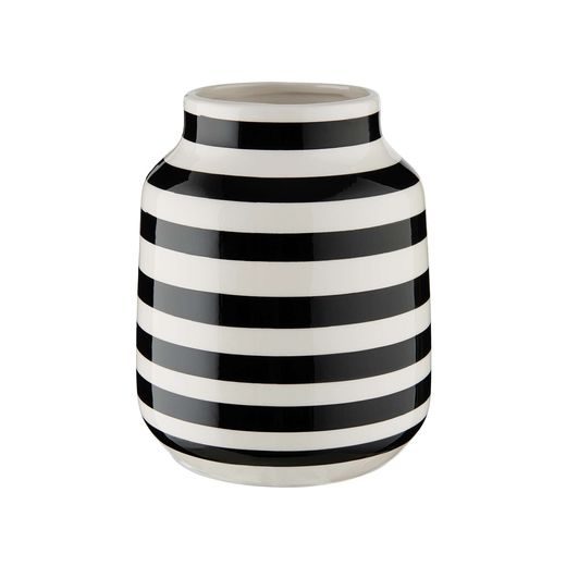 MALIKA VÁZA CSÍKOS, FEKETE-FEHÉR Ø13,5CM