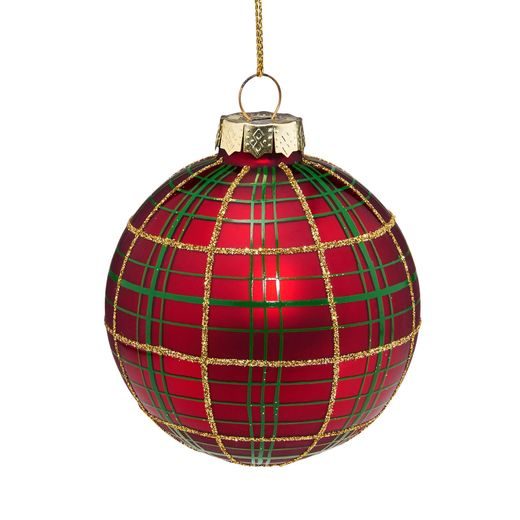 HANG ON ÜVEG KARÁCSONYFADÍSZ, PIROS KOCKÁS 8CM