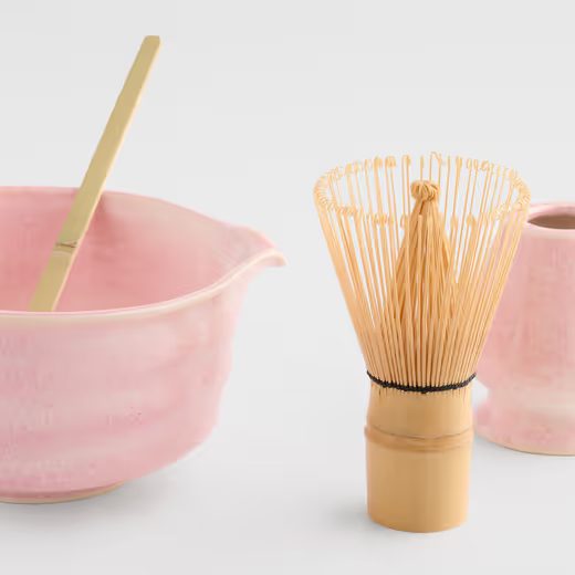 HOME & YOU KERÁMIA MATCHA KÉSZÍTŐ SZETT 4 RÉSZES , RÓZSASZÍN