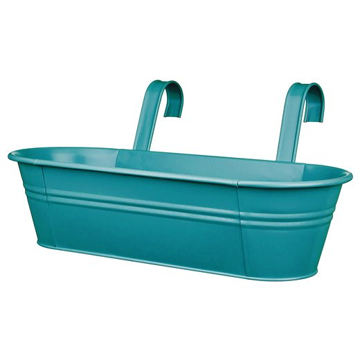 ZINC FELAKASZTHATÓ VIRÁGLÁDA HÁROM VIRÁG RÉSZÉRE 50CM, PETROLZÖLD