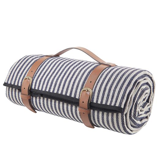 WANDERLUST PIKNIK TAKARÓ, KÉK-KRÉMSZÍN VÉKONY CSÍKOS 150 X 200CM