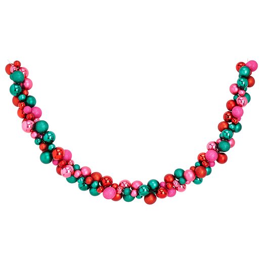 FESTIVAL GÖMB GIRLAND 160 CM, PIROS-ZÖLD