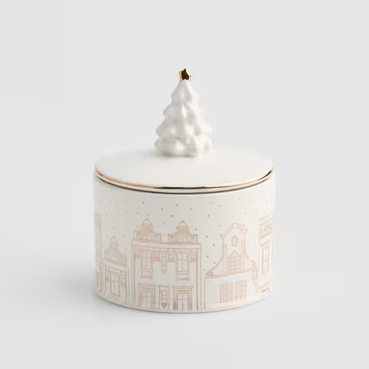 HOME & YOU KERÁMIA TÁROLÓ FENYŐFA FEHÉR 15,5X19,5CM