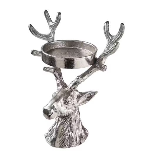 OH MY DEER GYERTYARTÓ SZARVAS 11 CM, EZÜST