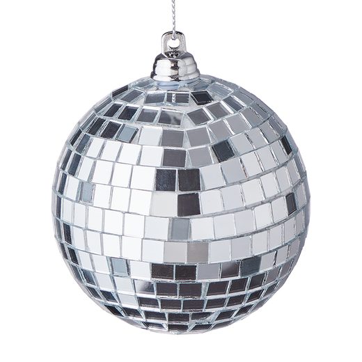 HANG ON KARÁCSONYFADÍSZ DISCO GÖMB, Ø8CM EZÜST