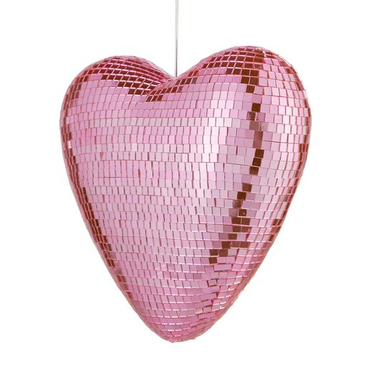 DISCO AKASZTHATÓ DEKORÁCIÓ, SZÍV 20 CM, RÓZSASZÍN