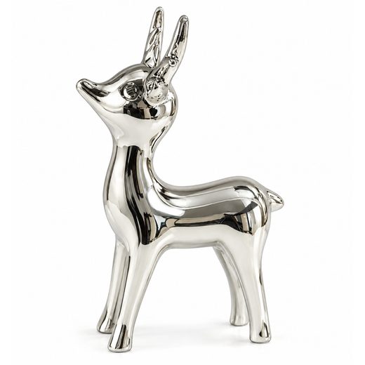 X-MAS KERÁMIA DEKOR SZARVAS 22 CM , EZÜST