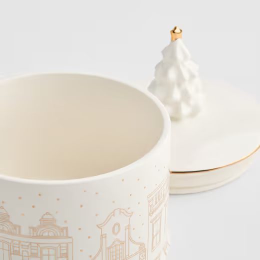 HOME & YOU KERÁMIA TÁROLÓ FENYŐFA FEHÉR 15,5X19,5CM