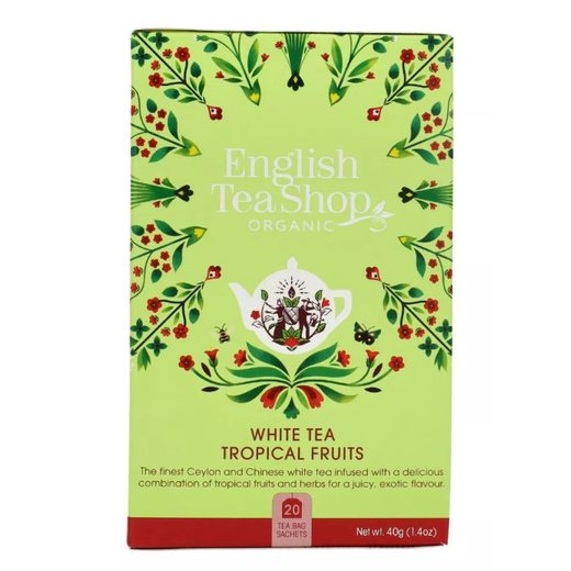 ENGLISH TEA SHOP BIO FEHÉR TEA TRÓPUSI GYÜMÖLCSÖKKEL, 20 FILTER