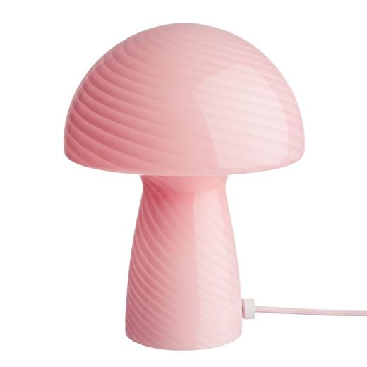 FUNGI TOWN ÜVEG ASZTALI LÁMPA, RÓZSASZÍN