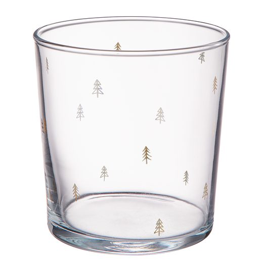 TREES VIZES POHÁR FENYŐFA MINTÁVAL, ARANY 380ML