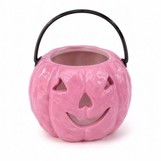 HALLOWEEN KERÁMIA MINI TÖK LÁMPÁS 7 CM , RÓZSASZÍN