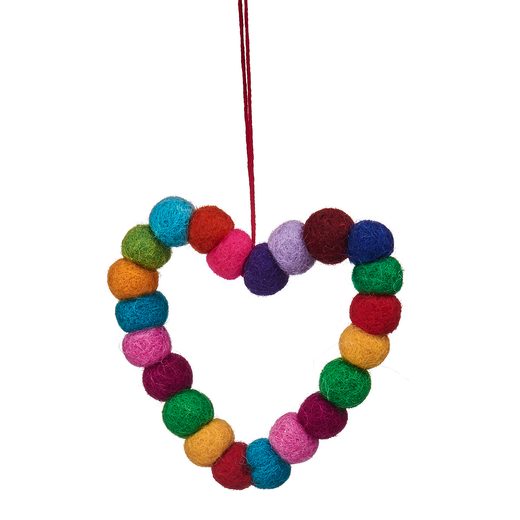 HANG ON KARÁCSONYFADÍSZ SZÍV, FILC GOLYÓKBÓL