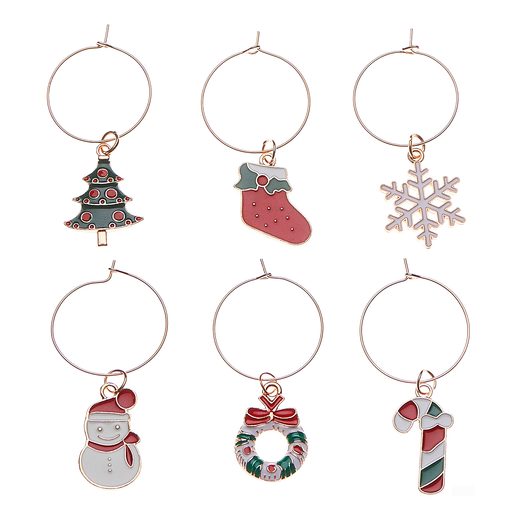 MY DRINK KARÁCSONYI POHÁRJELÖLŐ 6 DB-OS SZETT, SZÍNES