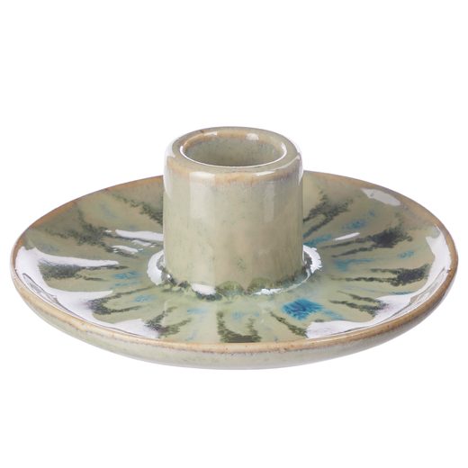 SEVENTIES PORCELÁN GYERTYARTARTÓ, ZSÁLYAZÖLD