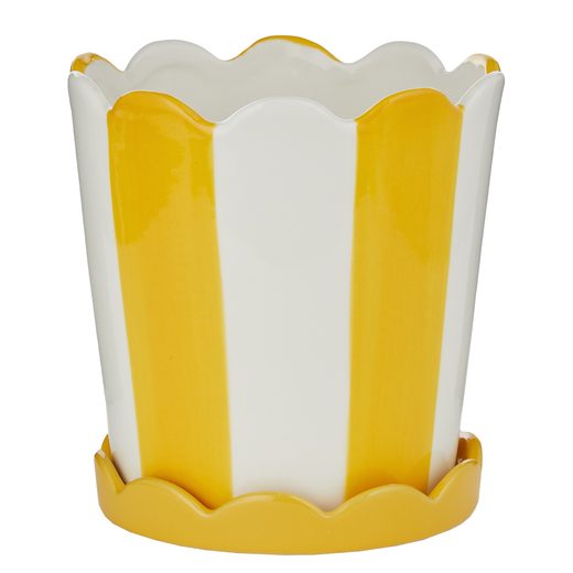 SUNDAE KERÁMIA KASPÓ ALÁTÉTTEL Ø16CM , SÁRGA CSÍKOS